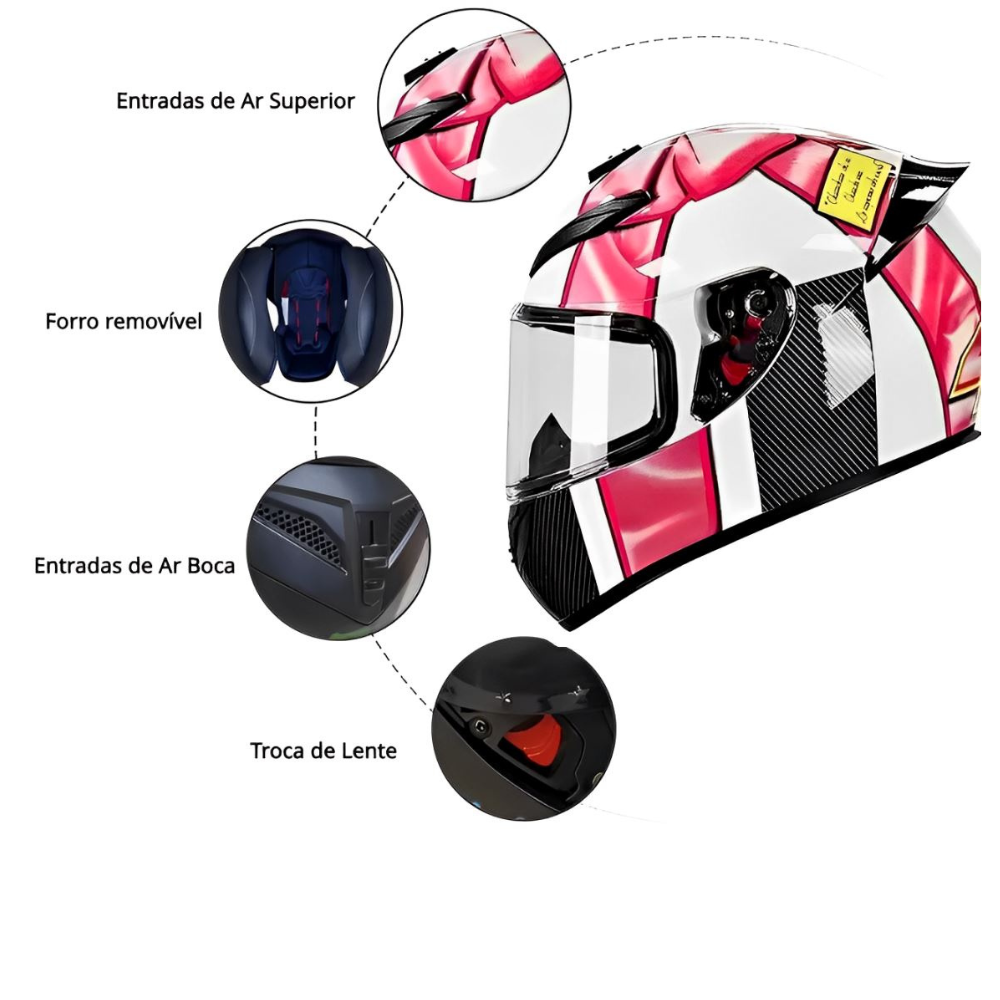 Capacete de Moto Fechado Cyril K93 Anime