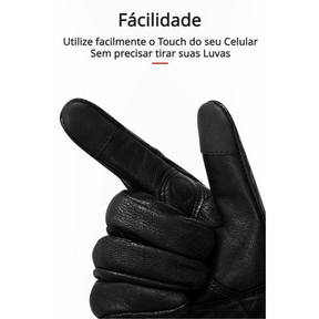 Luvas De Motocicleta de Couro Genuíno