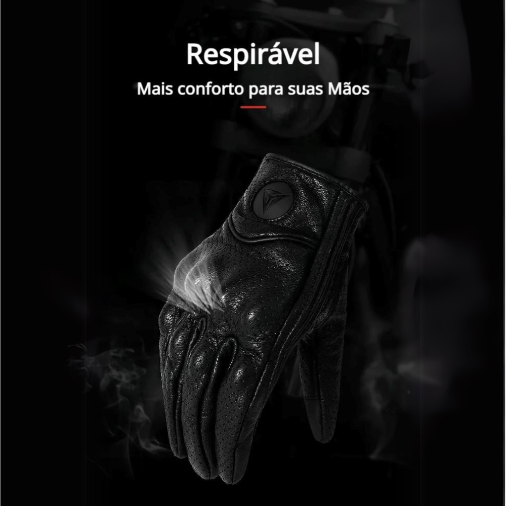 Luvas De Motocicleta de Couro Genuíno