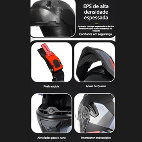 Capacete Moto Articulado Viseira Dupla AH121 Dawn