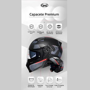 Capacete Moto Articulado Viseira Dupla AH121 Dawn