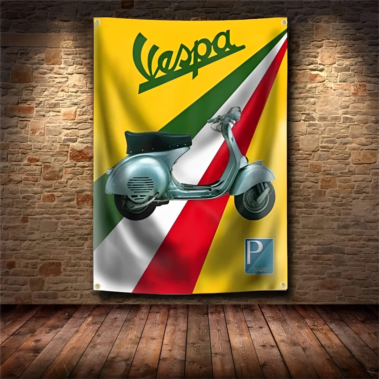 Bandeira Decorativa de Parede Motocicleta Retro Bandeira Decorativa de Parede Motocicleta Retro Cyril Modelo 8 Pequeno - 60x90cm 