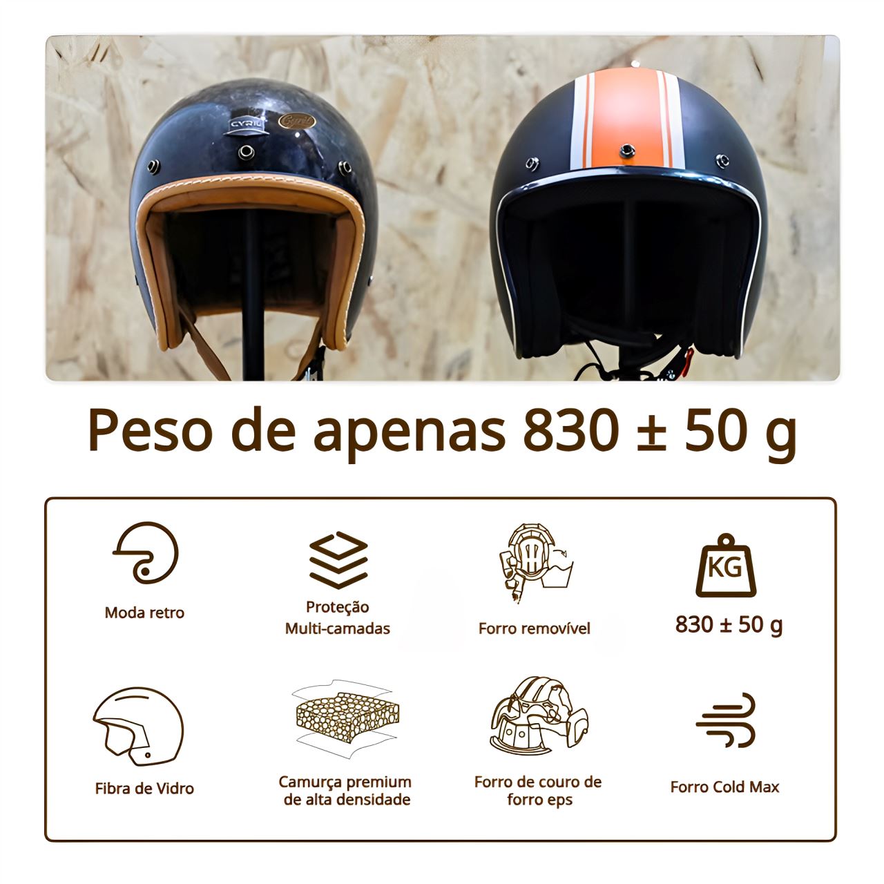 Capacete Aberto Fibra de Vidro Cyril Windbreaker Capacete Aberto Fibra de Vidro Cyril Windbreaker Cyril 