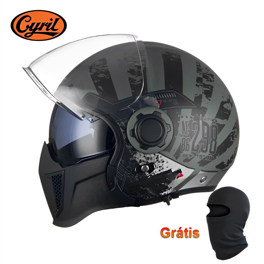 Capacete Articulado Lente Dupla OP12A Army Capacete Articulado Lente Dupla OP12A Cyril Army S 