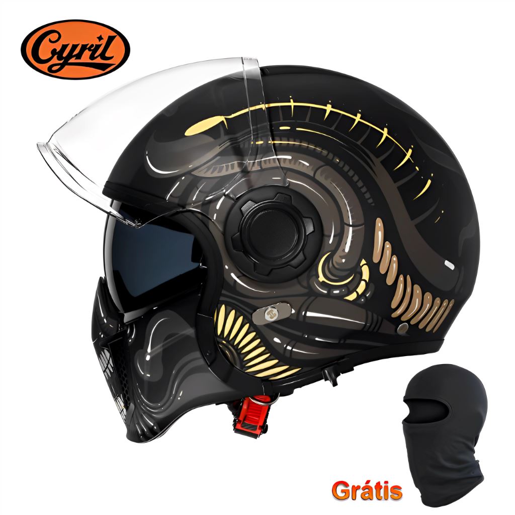 Capacete Articulado Lente Dupla OP12A Ghost Capacete Articulado Lente Dupla OP12A Cyril Ghost S 