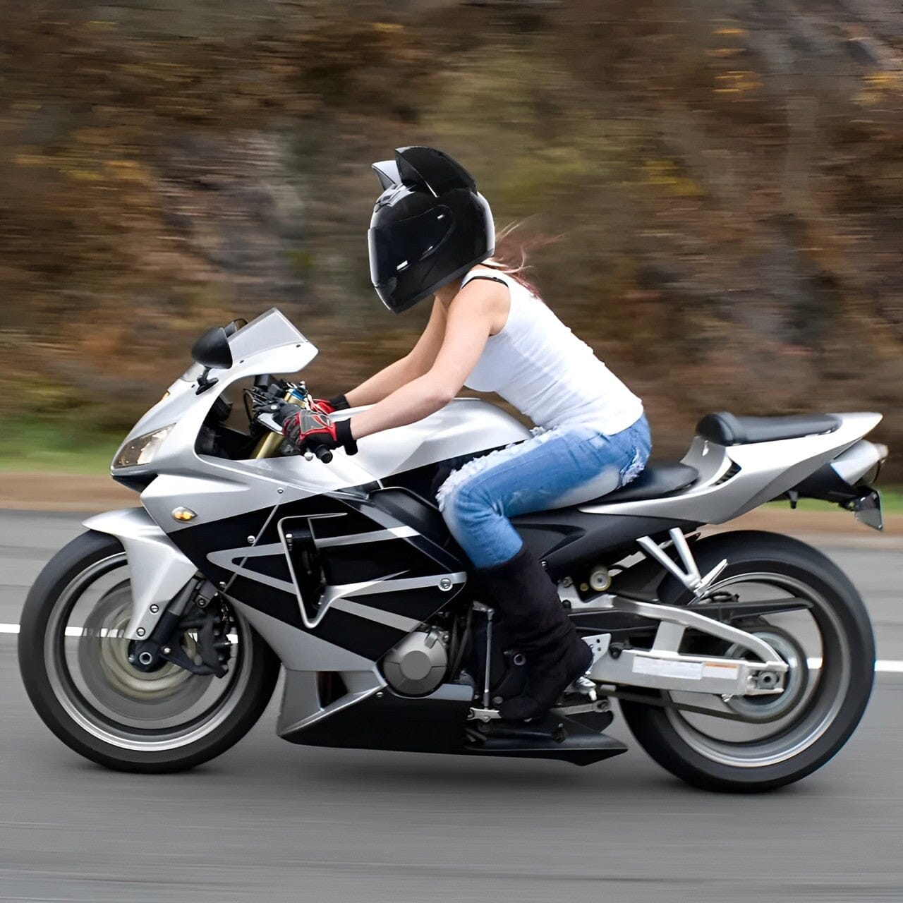 Capacete de moto Fechado com Orelhas Removíveis Blackcat Capacete de moto Fechado com Orelhas Removíveis Blackcat Cyril 