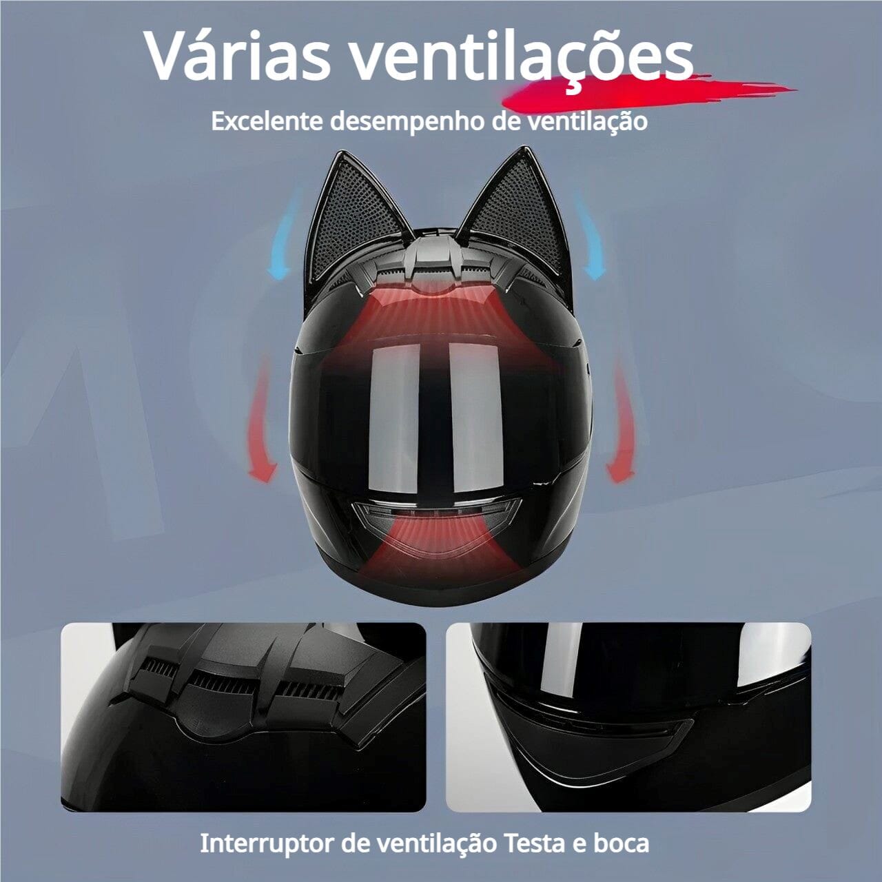 Capacete de moto Fechado com Orelhas Removíveis Blackcat Capacete de moto Fechado com Orelhas Removíveis Blackcat Cyril 