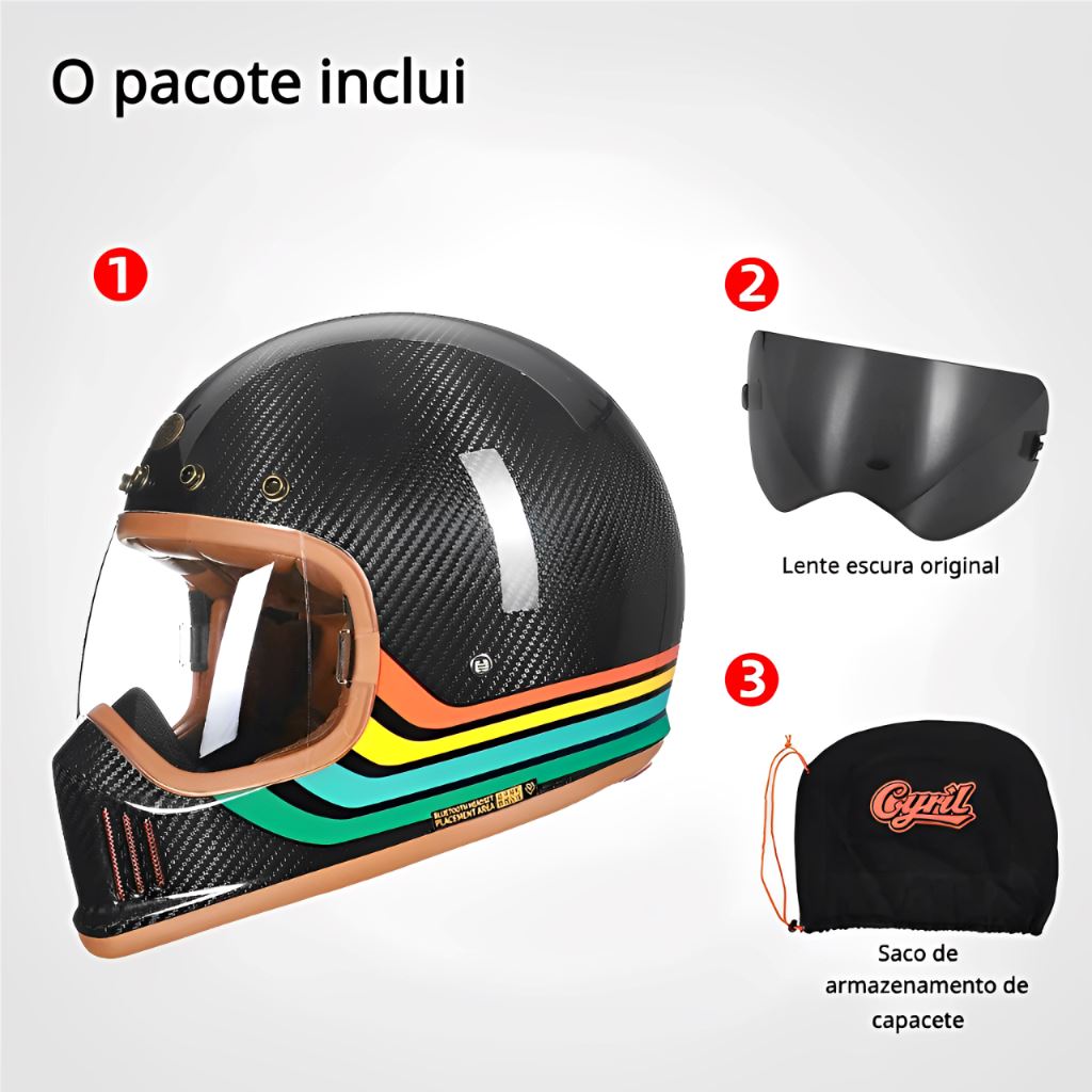 Capacete Fibra de Carbono FF380 Navy 2 Capacete Fibra de Carbono FF380 Cyril 