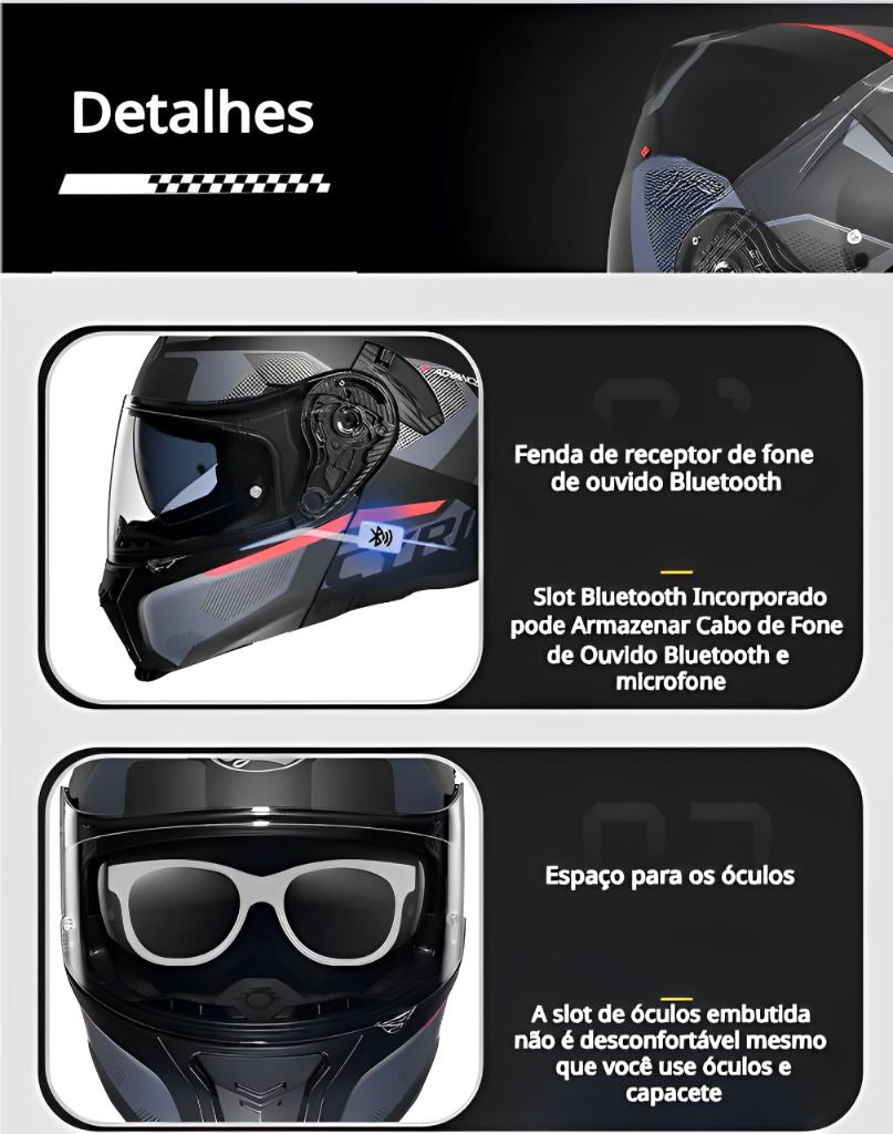Capacete Moto Articulado Viseira Dupla AH121 Angel Capacete Moto Articulado Viseira Dupla AH121 Cyril 