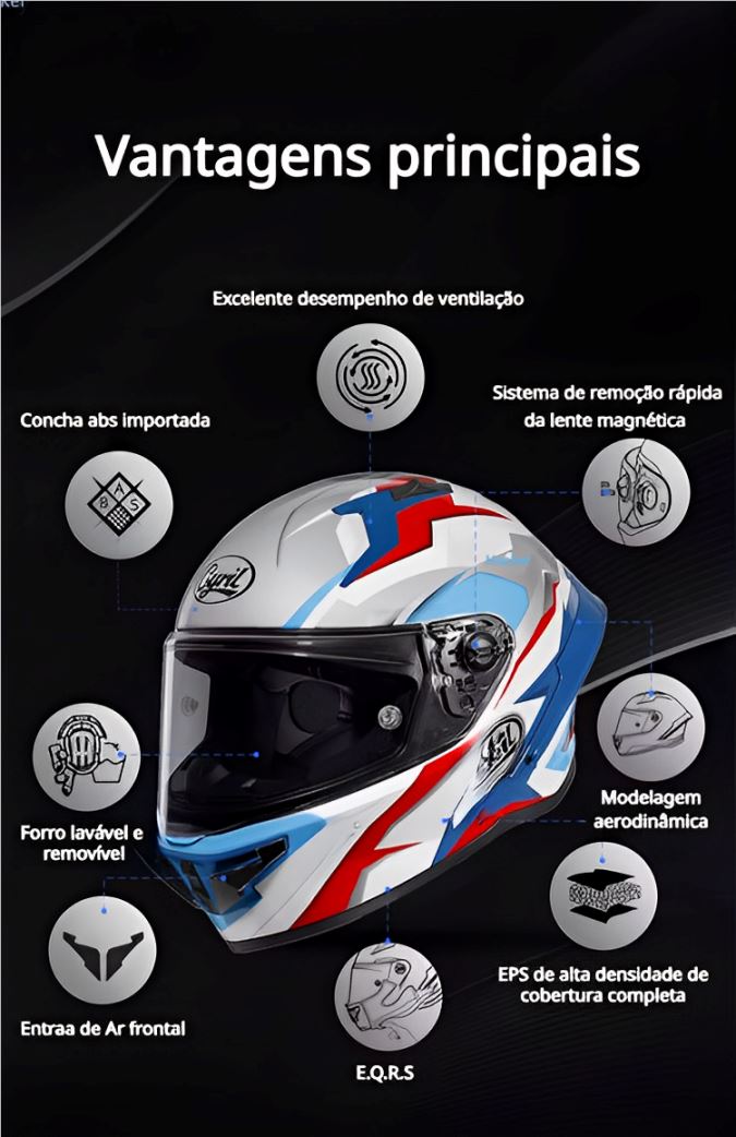 Capacete Moto Fibra Carbono R1 Ocean Capacete Moto Fibra Carbono R1 Cyril 