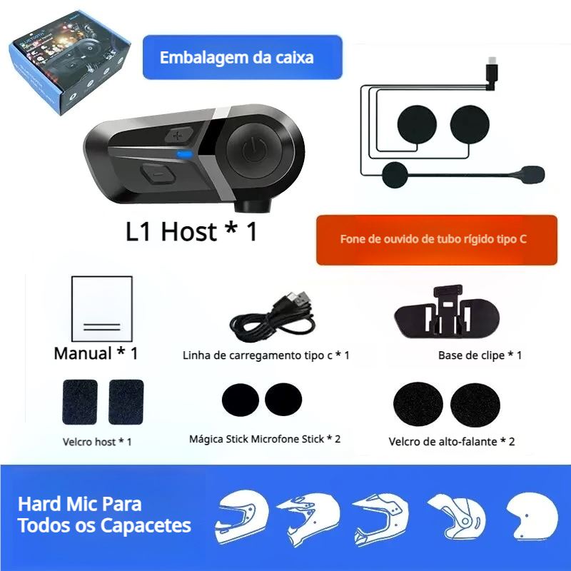 Headset Impermeável para Capacetes Headset Impermeável para Capacetes Cyril Hard Mic 