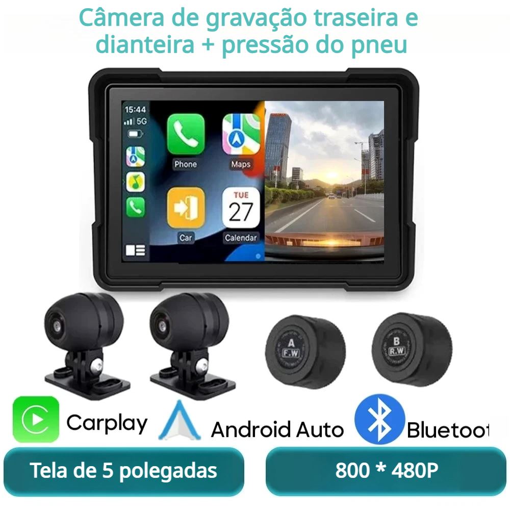 Kit Multimídia à Prova D´Água para Moto Kit Multimídia à Prova D´Água para Moto Cyril Completo + Sensor de Pneus 